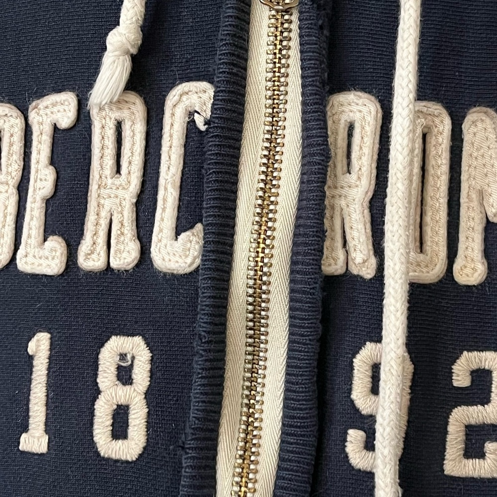 Abercrombie & Fitch vintage distressed logo zip up muscle hoodie sweatshirt Y2K - Picture 10 of 13
